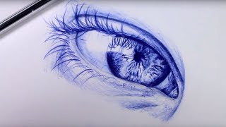 How to Draw a Realistic Eye With a Ballpoint Pen [upl. by Blisse881]