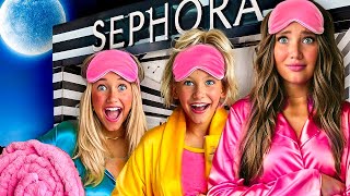 SLEEPOVER with my SiSTERS in a SEPHORA STORE will we get caught [upl. by Marshal]