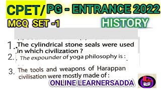 HISTORY  MCQ PRACTICE SET 1 FOR ODISHA CPETPG ENTRANCE EXAM 2022 [upl. by Nesto]