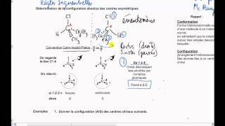 Vidéo 64 Chimie organique Stéréochimie  Configurations R et S [upl. by Aicile]