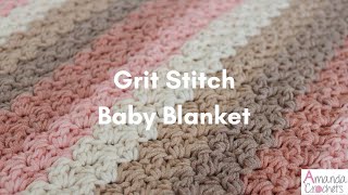 Grit Stitch Baby Blanket  Easy Crochet Blanket Tutorial [upl. by Auqinehs]