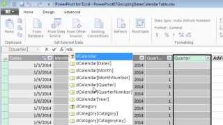 Excel 2013 PowerPivot Basics 7 Calendar Table Calculated Columns Month Year Quarter Fiscal Quarter [upl. by Trevar32]