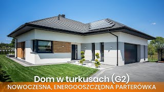 Dom w turkusach G2 – FILM – Wizyta w nowoczesnym domu parterowym  ARCHON Projekty Domów [upl. by Kieryt114]