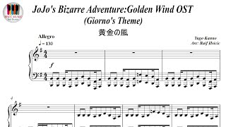 JoJos Bizarre Adventure Golden Wind OST Giornos Theme 黄金の風 Piano Sheet Music [upl. by Bunch952]