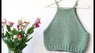 Easy Chunky Knit Crop Vest Top  Walk Through Tutorial [upl. by Mcmath]