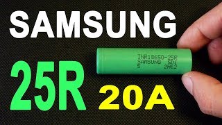 Samsung 25R  high drain 18650 Liion battery discharge capacity test [upl. by Schechter]