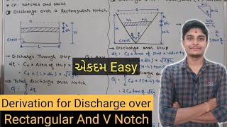 Derivation of Discharge for Rectangular and Triangular Notch  Equation of V  Notch  GTU [upl. by Esened]