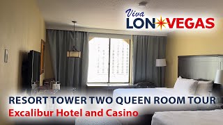 Resort tower two queen room tour Excalibur Hotel and Casino  April 2024 [upl. by Arbuckle468]