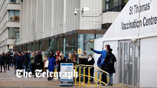 Hundreds of Londoners queue for Covid booster vaccinations [upl. by Jonah188]