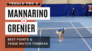 Adrian Mannarino vs Hugo Grenier  best points and tense match tiebreak French Interclubs Pro A [upl. by Uhej]