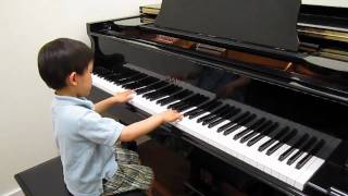 4 year old plays RCM Grade 7 piano Bach Invention No 1 in C Major BWV 772 [upl. by Ttihw]