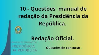 10 Questões Para concurso Manual De Redação Oficial da Presidência Da República [upl. by Reedy]