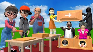 Scary Teacher 3D vs Squid Game Ddakji and Wooden Bricks 5 Times Challenge [upl. by Nosidda883]