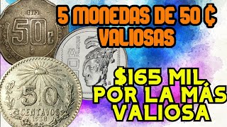 TOP 5 Monedas De 50 Centavos MUY VALIOSAS ENORME INVERSION DE DINERO POR UNAS PEQUEÑAS MONEDAS [upl. by Uphemia595]