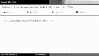 Zadanie 17a  matura z matematyki miejsce zerowe  parametr zestaw 1 [upl. by Shepard]