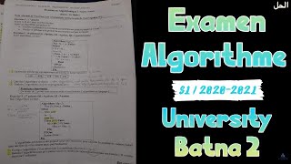 Examen Algorithme S1 Corrigé  Univ Batna 2 20202021 [upl. by Nanyk749]