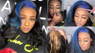 Glueless MELT  make lace Disappear  Blonde to purpleblue  RPGhaircom [upl. by Laidlaw20]