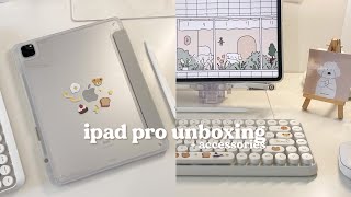 ipad pro 129”  apple pencil unboxing ♡𓈒  aesthetic ipad accessories and decor 📦 [upl. by Eednac]