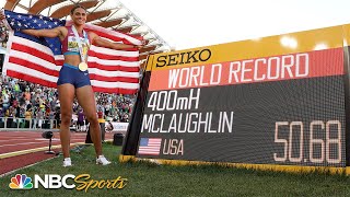 Sydney McLaughlin OBLITERATES her own WORLD RECORD for 400 hurdles World Title  NBC Sports [upl. by Lj]