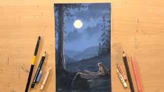 Frog in the Moonlight  Colored Pencil Drawing [upl. by Neirad]