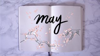 May Bullet Journal Plan With Me  cherry blossoms theme [upl. by Lenoil]