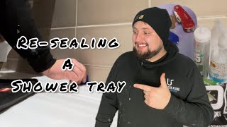 How to Resilicone and sealing a shower tray [upl. by Whitebook483]