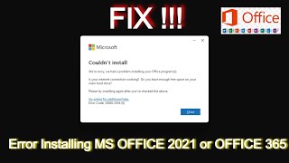 Fix Couldnt Install Microsoft Office 365 or Ms Office 2021  Error Code 30088  2056 6 [upl. by Veljkov]