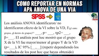 ✅ ANOVA DE UNA VÍA Cómo escribir los resultados de investigación NORMAS APA 7ed [upl. by Nevah]