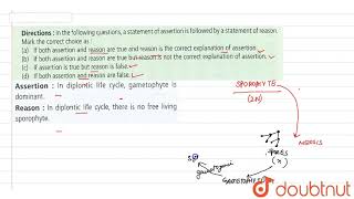 Assertion In diplontic life cycle gametophyte is dominant Reason In diplontic life cycle [upl. by Oad739]