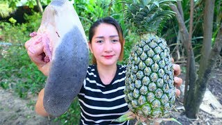 Yummy Cow Tongue Cooking Pineapple  Cow Tongue Recipe  Cooking With Sros [upl. by Margret539]