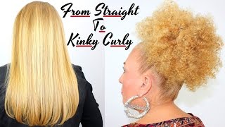 How To Make Straight Hair Beautiful Tight Kinky Curly  Spiral Afro Puff Bun Straw Set Tutorial [upl. by Phylis]