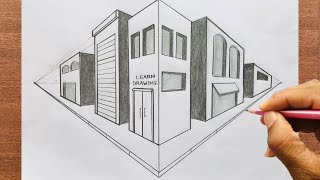 How to Draw a City in TwoPoint Perspective For Beginners  3D Drawing [upl. by Aicat]