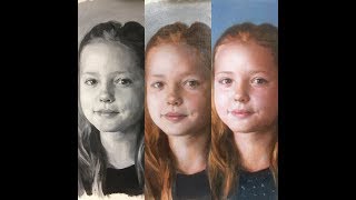 1 of 3 Portrait painting tutorial grisaille technique real time glazing oil painting SUBTITLES [upl. by Alhak]