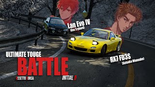 ULTIMATE TOUGE BATTLE  RX7 VS EVO IV  INITIAL D STYLE with Eurobeat  ASSETTO CORSA [upl. by Tegirb]