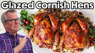 Tom Colicchios Stuffed Cornish Hen Recipe  Martha Stewart [upl. by Lirbaj]