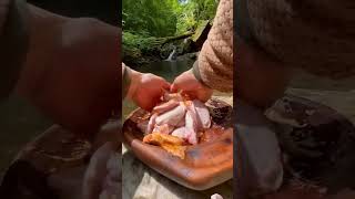 seekh kabab cooking camping outdoorcooking chicken food bushcraft survival outdoor bbq [upl. by Drummond759]