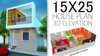 15X25 House plan with 3d elevation [upl. by Bunce730]