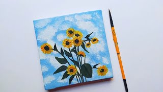 Sunflower🌻 Painting  Cloud Painting Technique  Acrylic Painting Tutorial [upl. by Ylnevaeh]