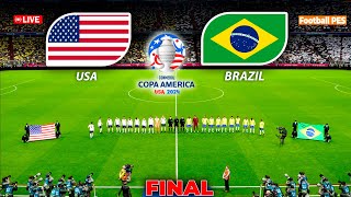 USA vs BRAZIL Final  Copa America 2024  Full Match All Goals  PES PC Gameplay [upl. by Nilekcaj]