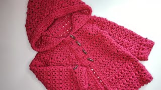 Crochet 66 How to crochet quot the four stitch hoodiequot for girls  Part 2 [upl. by Brindell]