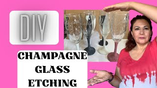 How to Etch a Champagne Glass An Easy DIY for Weddings Sweet Sixteen and Quinceanera [upl. by Sauer]