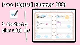 Free Digital Planner 2021 amp Stickers  How to use Goodnotes Plan with Me [upl. by Silloc583]