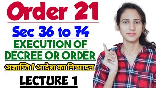 Order 21 of cpc  Execution of Decree and Order in Cpc  Section 36 to 74 of CPC  Lecture 1 [upl. by Aidni]