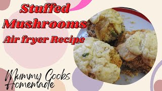 Easy Homemade Stuffed Mushrooms  Air fryer Recipes [upl. by Larsen670]