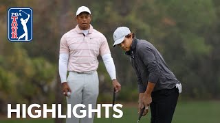 Tiger and Charlie Woods shoot 8under 64  Round 1  PNC Championship  2023 [upl. by Inimak]