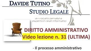 Diritto Amministrativo Video lezione n31 ULTIMA Il processo amministrativo [upl. by Eelrak]