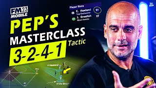 Pep Guardiola NEW Masterclass 3241 Tactics  Haaland 90 GOALS amp Quadruple  FM23 Mobile [upl. by Kenti534]