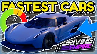 TOP 10 FASTEST CARS In Driving Empire  Roblox [upl. by Daveda]