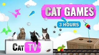 Cat Games  Ultimate Cat TV Compilation Vol 5  3 HOURS 🦎 🐠 🐹 🐟 🎉 [upl. by Htebsil]