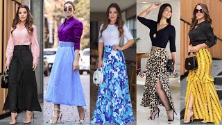 OUTFITS CON FALDAS LARGAS❤️COMO COMBINAR FALDAS LARGAS❤️FALDAS DE MODA 2021 [upl. by Akemat]